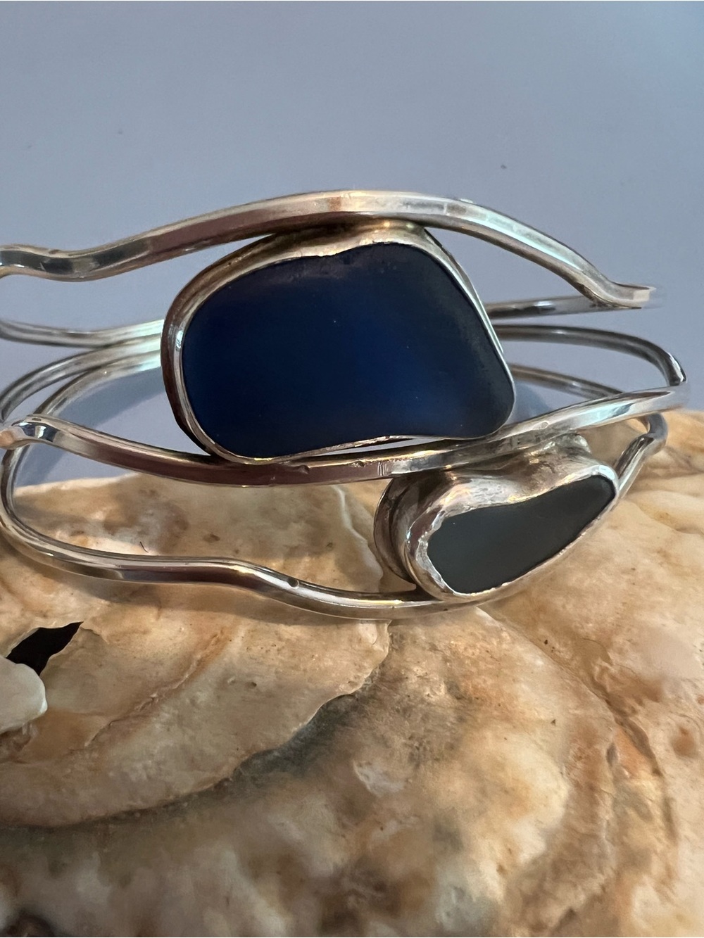 925  Sea Glass Wave Cuff Bracelet - Picture 2 of 6